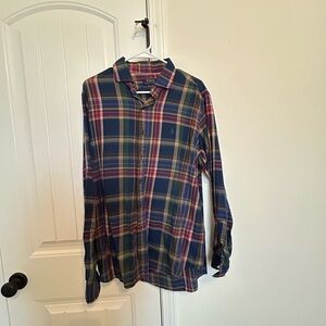 Ralph Lauren Men's Blue and Red Plaid Shirt